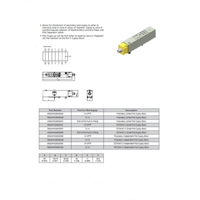 8503AU516663013 NUMATICS/AVENTICS SANDWICH SUPPLY BLOCK<BR>503 SERIES W/PRESSURE SWITCH, PLUGGED (PTY)